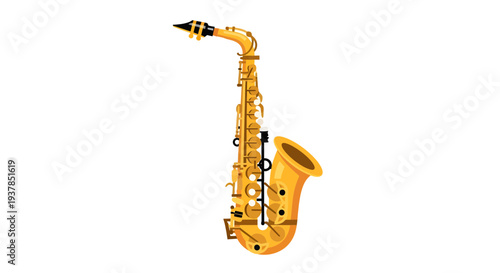 Saxophone Vector Illustration, Musical Instrument Graphic for Music Education and Design