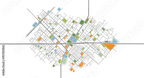 City Map with Colorful Markers.