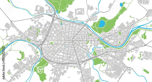 City Map with Green Spaces.