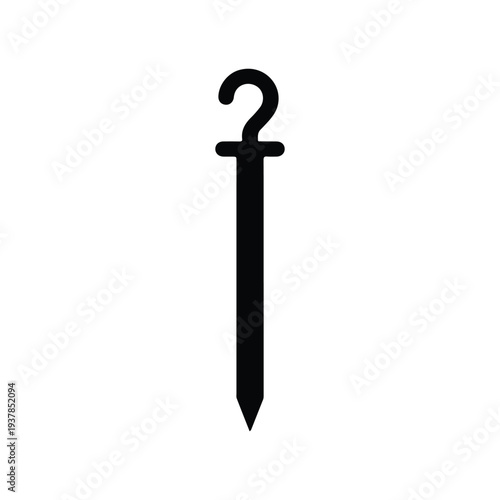 Camping Tent Peg Stake Black Silhouette Vector Icon