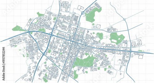 City Map with Green Spaces.