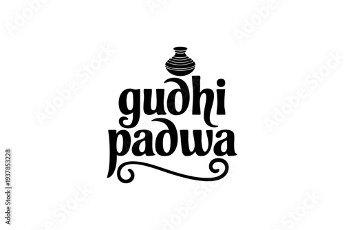 Gudi Padwa Festival Vector Calligraphy Typography Design