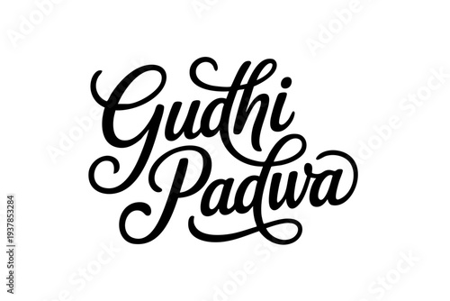 Gudi Padwa Festival Vector Calligraphy Typography Design