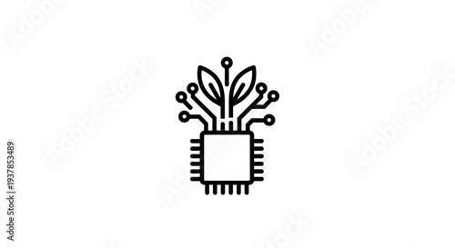 Microchip with leaves growing out.