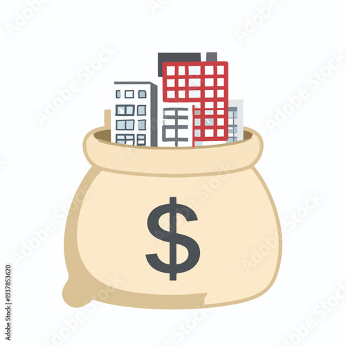 House with Dollar Sign and Rising Graph