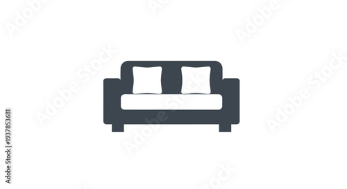 Modern Minimalist Sofa with Pillows Illustration.