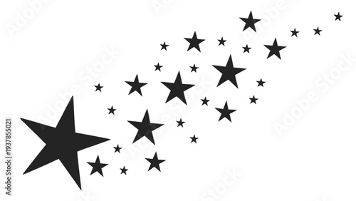 Vector illustration of Black Shooting Star Trail Graphic Element for Celestial Design and Success Concept