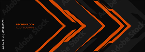 Bold orange chevrons on black, dynamic diagonal lines suggesting speed and forward motion, angular geometry with glossy accents, subtle shadows and layered depth, ideal for technology branding