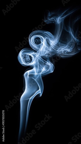 Wallpaper Mural Elegant blue smoke swirls gracefully against a stark black background, creating abstract art Torontodigital.ca