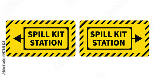 Yellow industrial emergency spill kit location sign vector illustration