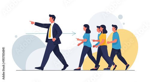 Businessman leading team in office.