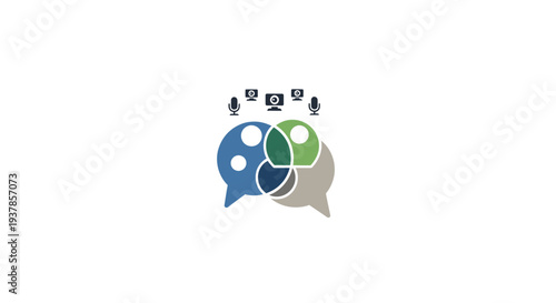 Colorful Speech Bubbles with People Icons.