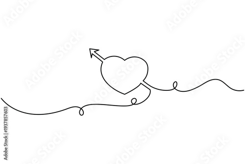Heart continuous one line drawing minimalist style for love and valentine concept vector