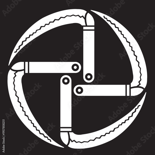 日本の伝統的な器物紋の家紋「鎌紋」のイラストベクターデータです