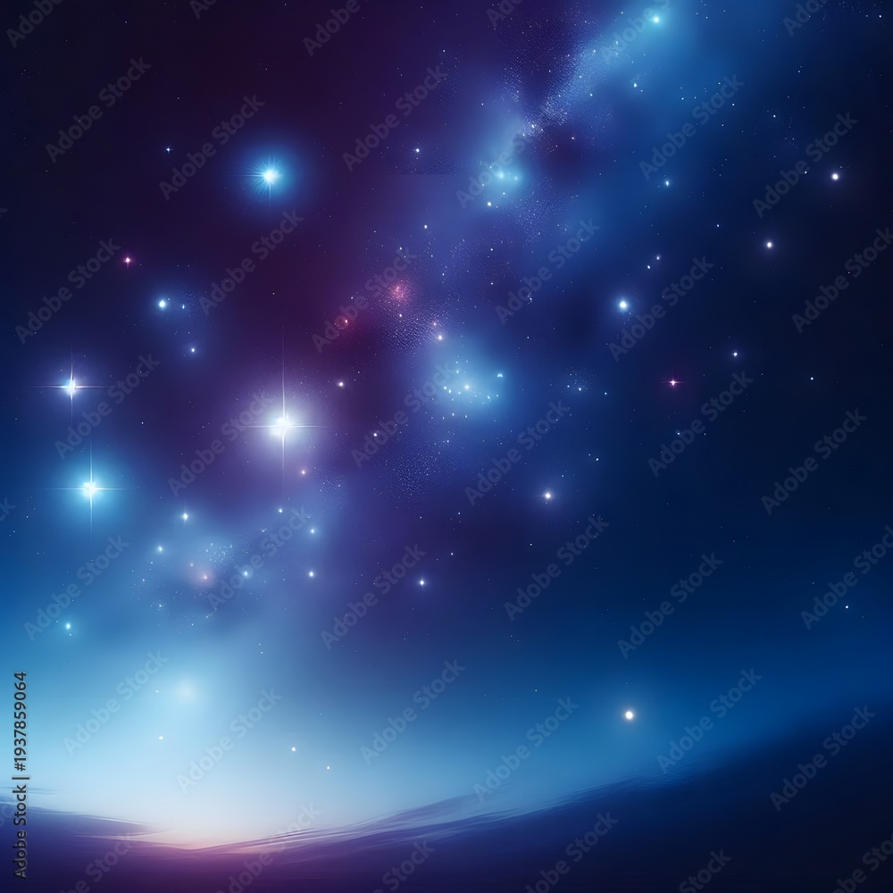 Fototapeta premium Ethereal Spiral Nebula Over an Otherworldly Horizon Softly Glowing Across the Cosmic Sky