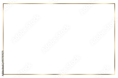 Konstfotografi Golden Thin Rectangular Frame on Transparent Background – Elegant Gold Border fo
