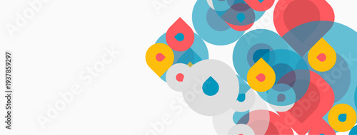 Abstract colorful shapes overlap, creating dynamic visual texture. Background is white, design feels modern, playful.