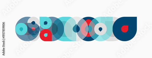 Abstract colorful circles overlap creating dynamic visual pattern. Simple shapes suggest modern design, playful aesthetic.