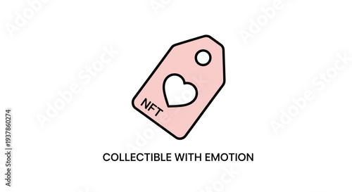 Cuadro en lienzo Pink NFT token with heart symbol.