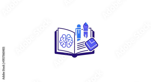 Open Book with Education Icons.