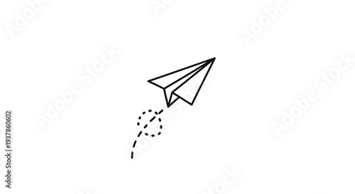 Paper airplane in flight motion.