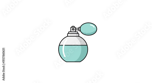 Perfume bottle with cap off center.