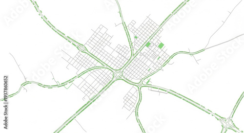 City Map with Roads and Streets.