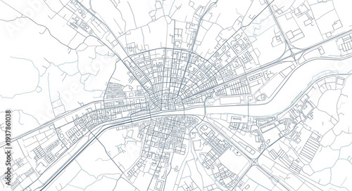 City Map with Roads and Buildings.