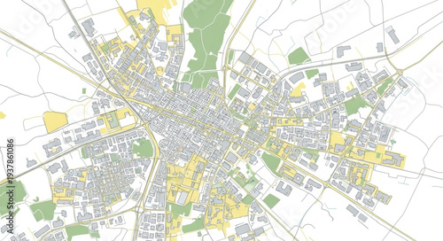 City Map with Roads and Buildings.