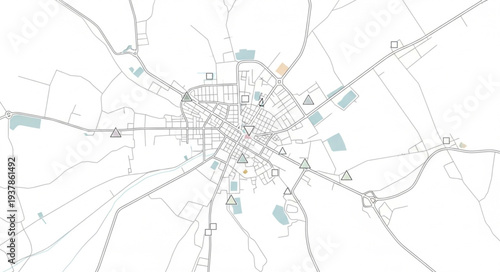 City Map with Roads and Paths.