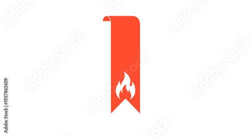 Red Ribbon with White Flame Icon.