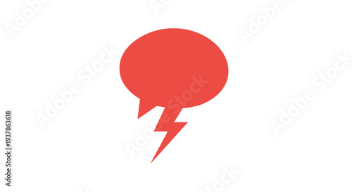 Red Speech Bubble with Lightning Bolt Icon.