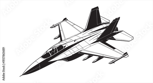 Fighter Jet Blueprint – Military Aircraft Aerospace Engineering CAD Technical Drawing