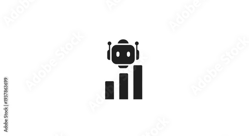 Robot Analyzing Bar Chart Graph.
