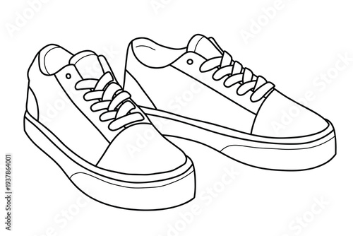 Skate sneakers line art illustration isolated on white background