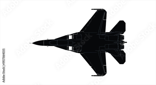 Fighter Jet Blueprint – Military Aircraft Aerospace Engineering CAD Technical Drawing