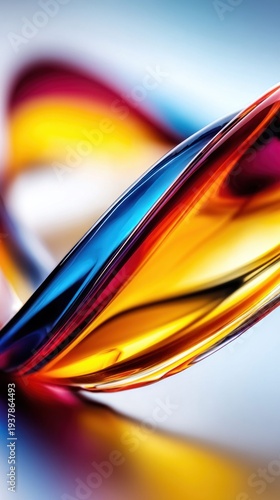 Abstract flowing liquid glass with vibrant rainbow colors and reflections