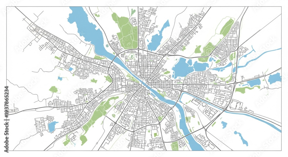 Obraz premium City Map with Water Features.
