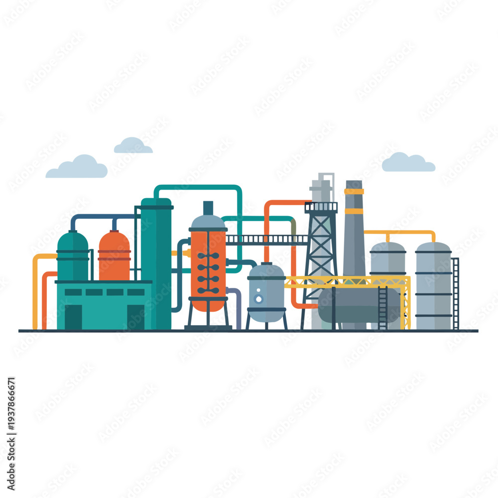 Obraz premium Illustration of Chemical Energy Processing Industrial Area