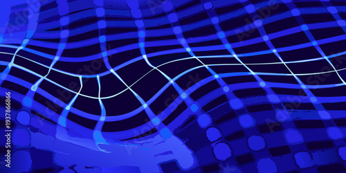 Abstract blue lines and shapes create a dynamic flowing pattern