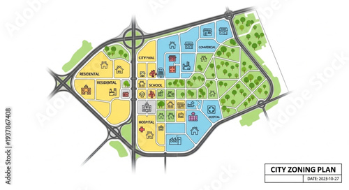 City Zoning Map Illustration Design.
