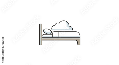 Simple line drawing of a bed.