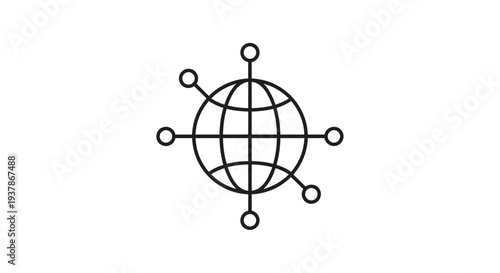 Simple Line Drawing of a Globe Icon.