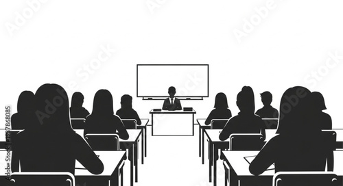 Classroom Scene with Students and Teacher.