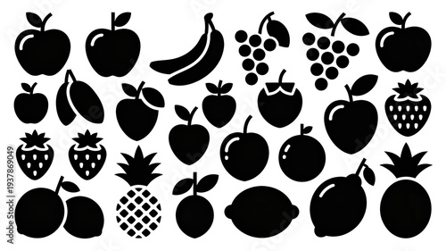 A collection of fruit silhouettes