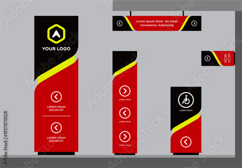 Exterior and interior signage template set corporate identity