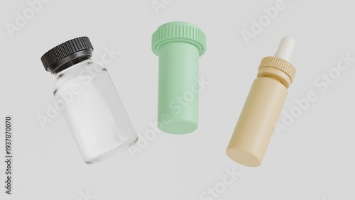 Wallpaper Mural 3D Drug bottles Mock up isolate on White Background, Clean and Clear object. Realistic mock up for product presentation  Torontodigital.ca