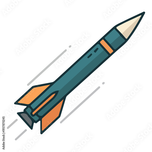 Cartoon Rocket Launching Upward