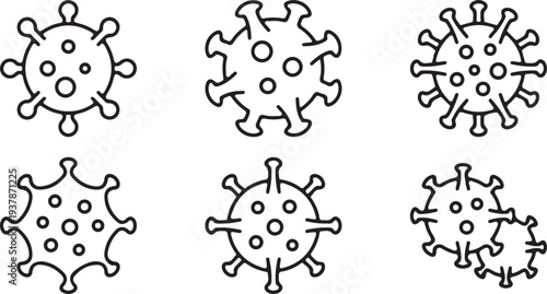 hand drawn corona virus outline icon set vector illustration design collection art