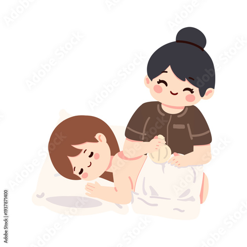 Herbal Compress Massage Therapy Illustration